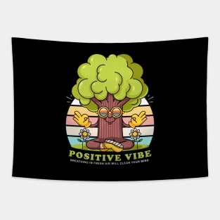 Positive vibe, fresh tree mascot in meditation Tapestry