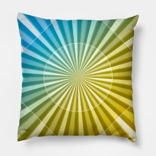 Circle Abstract Psychedelic Blue Yellow Pillow
