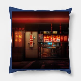 Cyberpunk Tokyo Ramen Shop Pillow