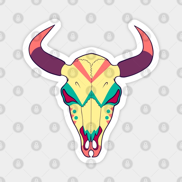 Painted Bison Cow Skull Magnet by Astrosaurus