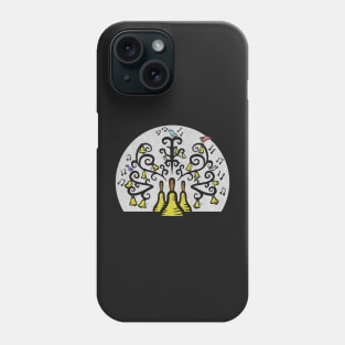 Three Handbells Tree Of Music white textured pattern Phone Case