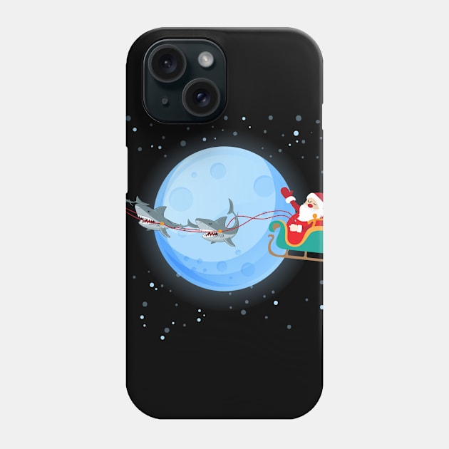 Santa Claus Riding Shark Shirt Phone Case by Skylane