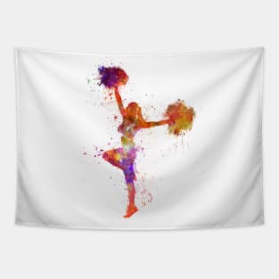 Sports cheerleader in watercolor Tapestry