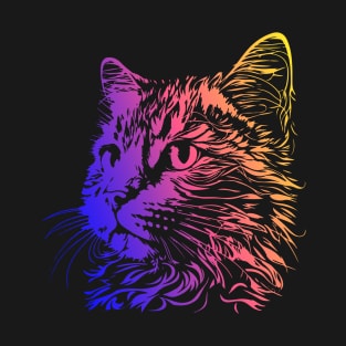 Cute face cat with colorful design for cats lovers T-Shirt