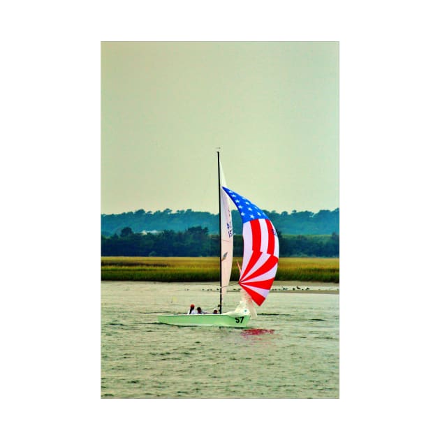 US Flag Sailboat by Cynthia48