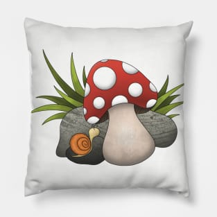 Polka Dot Mushroom With Snail Pillow