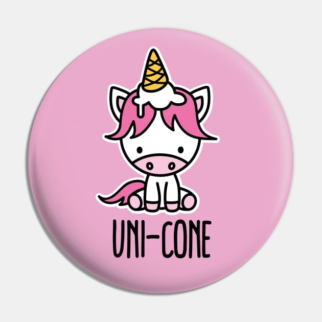 Funny Unicorn pun puns cute Uni-cone ice cream Kawaii Pin by LaundryFactory