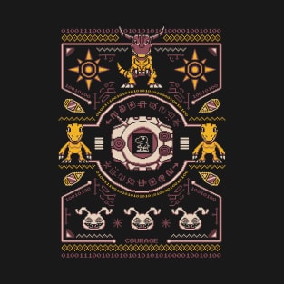 Agumon Digimon Sweater - Greymon Crest of Courage - Pixel art T-Shirt