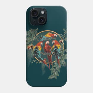 Polygonal Illustration of  scarlet Macaw birds with Amazon plants Phone Case