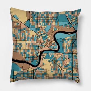 Edmonton Map Pattern in Mid Century Pastel Pillow