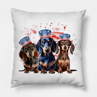 4th of July Dachshund Dogs #5 Pillow