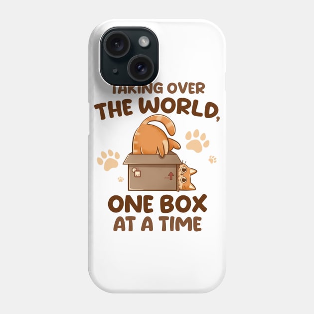 Taking Over the World, One Box at a Time - Cute Funny Cat Gift Phone Case by eduely