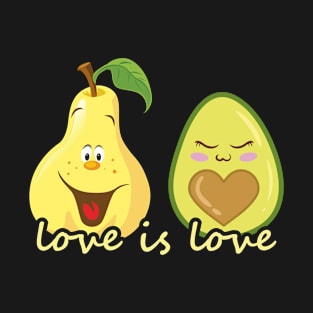 Pear and Avocado Love is Love V-Day T-Shirt