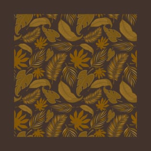 Brown leaf pattern T-Shirt