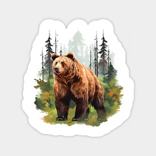 Watercolor Grizzly Bear Magnet