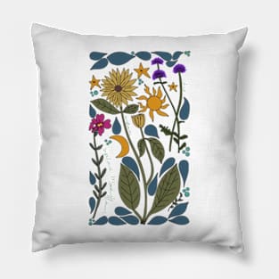 Mountain Wildflowers Illustration Pillow