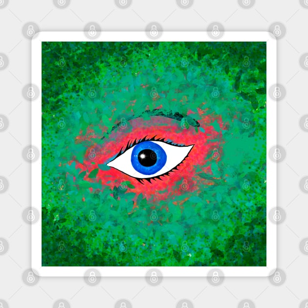 Mysterious eye peeking through a vegetation Magnet by Pragonette