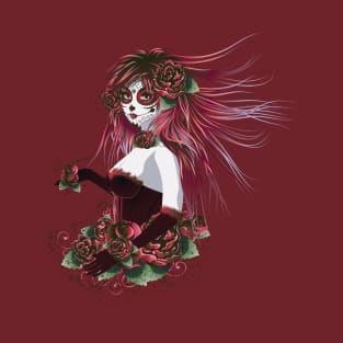 Red Day of Dead Girl T-Shirt