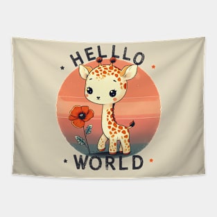 Hello World Giraffe Tapestry