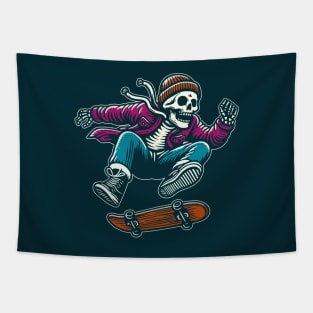 Skater Skeleton Tapestry