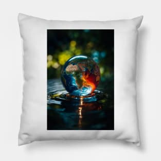 Earth inside a water drop Pillow