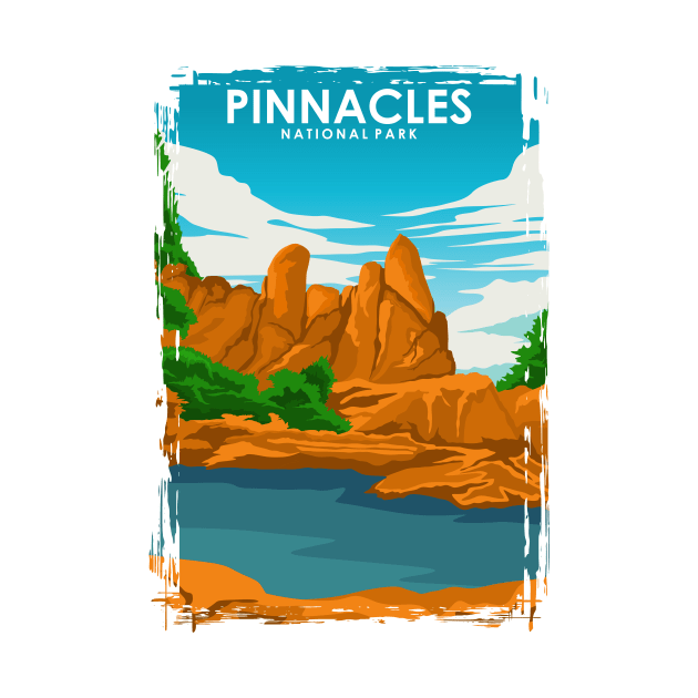 Pinnacles National Park Vintage Travel Poster by jornvanhezik