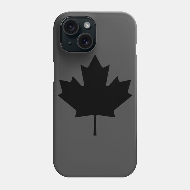 Canada Black Maple Leaf Phone Case by Historia