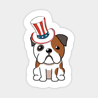 Funny bulldog is wearing uncle sam hat Magnet