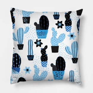 Cute Cactus Pattern (blue) Pillow