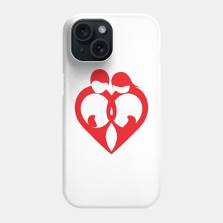 Heart shaped family logo. Mother, father, little boy and little girl Phone Case