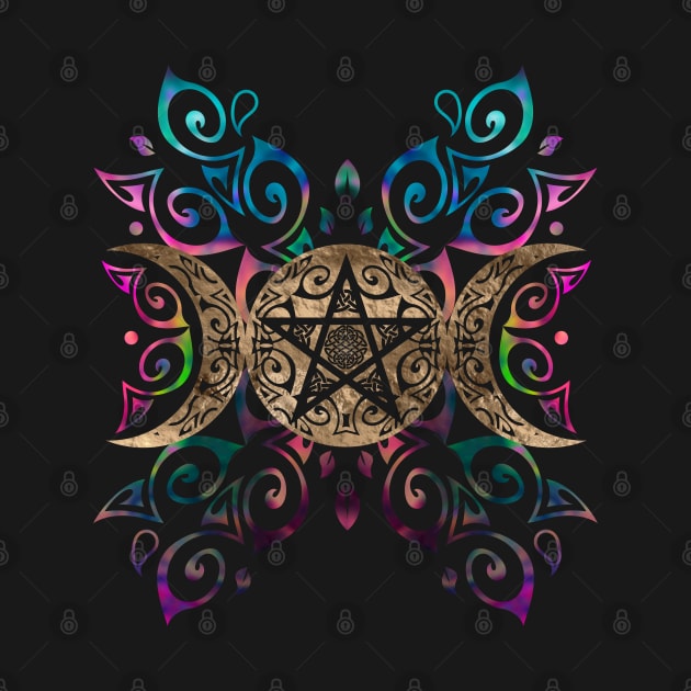 Triple Moon Goddess pentagram ornament by Nartissima
