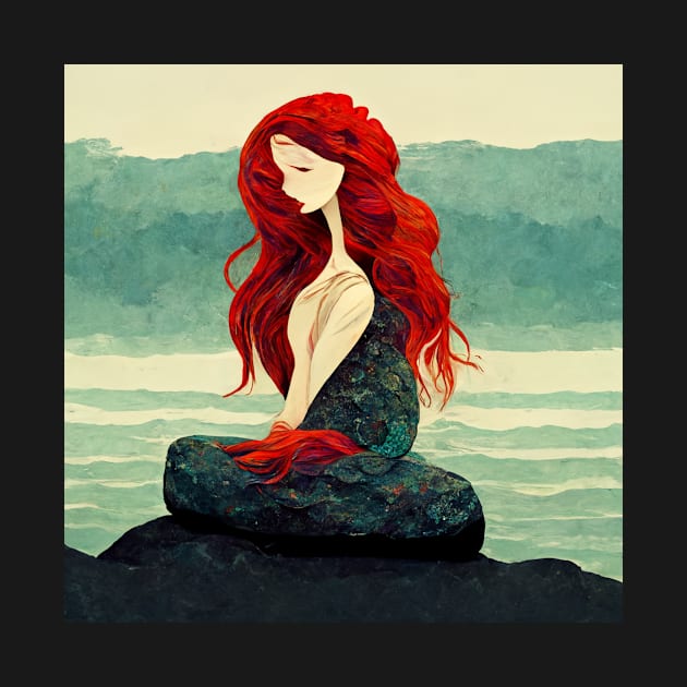 Mermaid on a rock. by Liana Campbell