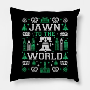 Philly Fan Philadelphia Ugly Christmas Jawn to the World Pillow