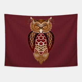 Barn Owl In Browns and Reds Tapestry