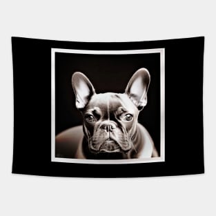 Detailed & Exquisite Frenchie: A Chromatic Photorealistic Greyscale Portrait Tapestry