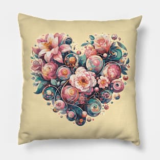 Flowers in a Heart for Mom Pillow