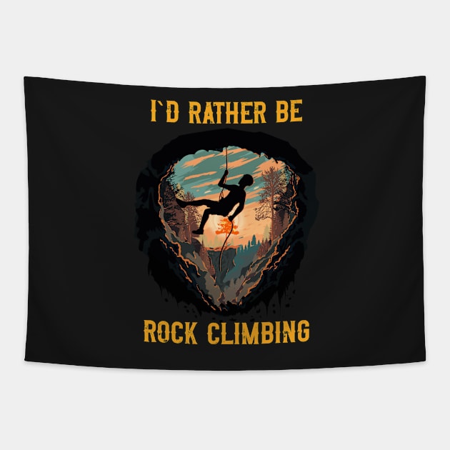 I d rather  be Rope climbing quote mountains adventure Tapestry by HomeCoquette