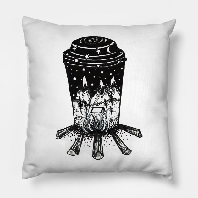 Coffee Cup- PNW Pillow by rikabird17