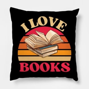 Vintage Sunset I Love Books Reading Pillow