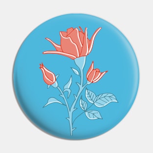 red rose on blue Pin