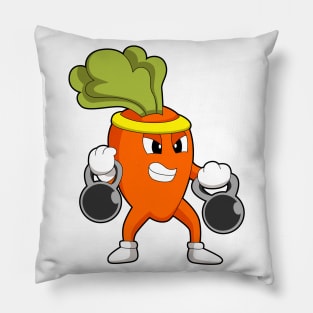 Carrot at Fitness with Dumbbells Pillow