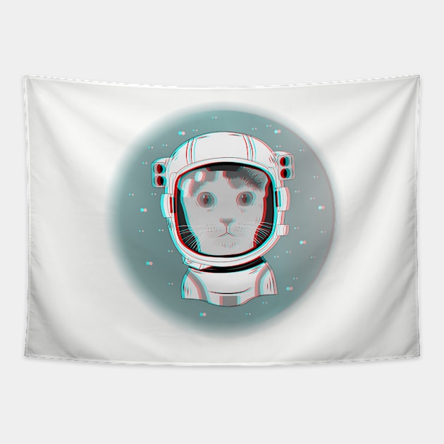 3D cat cosmonaut Tapestry by atizadorgris