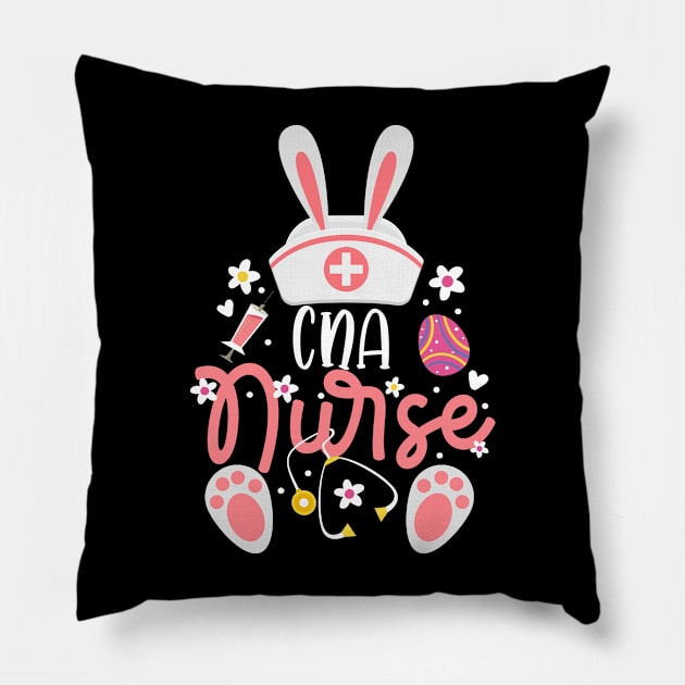 CNA Nurse Bunny Stethoscope Scrub Life Nurse Bunny Easter Day Outfits Pillow by dounjdesigner