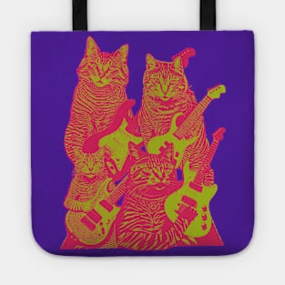 Guitar Cats Tie Dye - Psychedelic 60's 70's Classic Rock Cats Tote