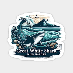 Great White Shark - WILD NATURE - GREAT WHITE SHARK -4 Magnet