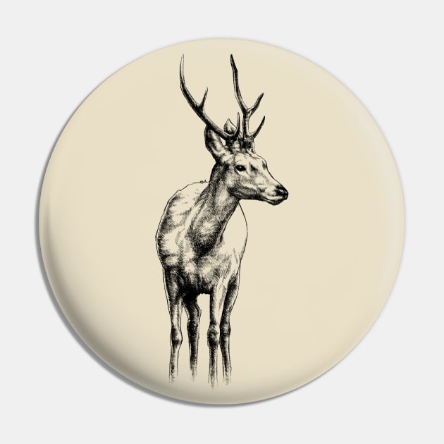 Deer Buck Animal Portrait Pin by MMMSDesigns