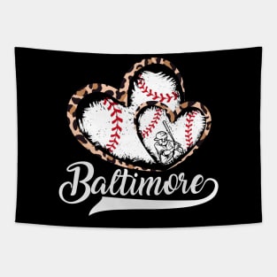 Baltimore, leopard, Baseball, Twin hearts, baseball lover Tapestry