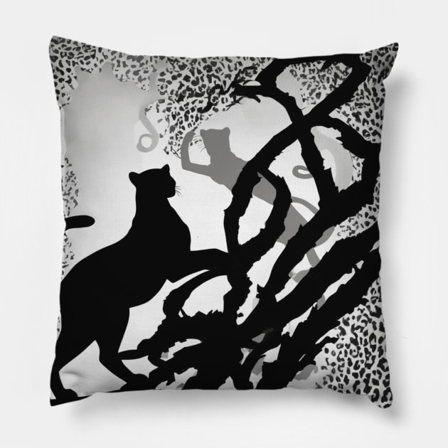 Leopard Shadow Silhouette Anime Style Collection No. 181 Pillow by cornelliusy