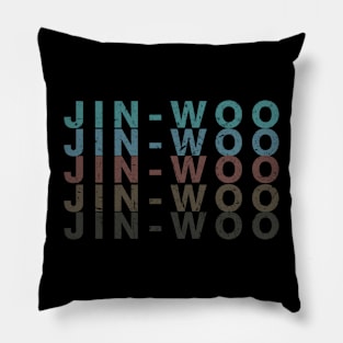 Vintage Proud Name Jin-Woo Personalized Birthday Retro Pillow