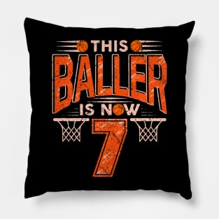 Kids This Baller Is Now 7 Yo Boys Girls Basketball 7Th Bday Pillow